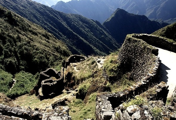 Puyupatamarca ruins on the inca trail, Cusco, Peru