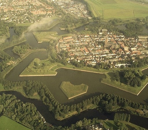 Aerial view of Naarden, one of the most beautiful towns in Netherlands