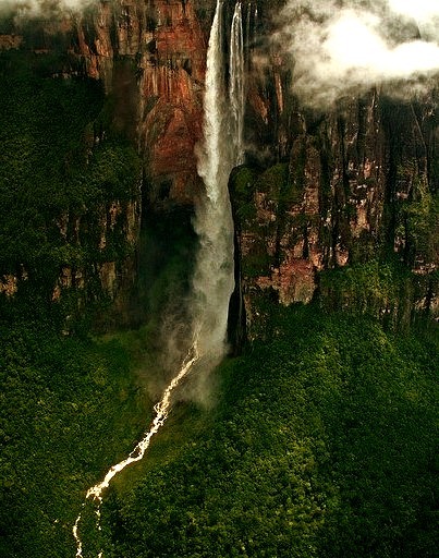 Flying over Angel Falls in Canaima National Park, Venezuela